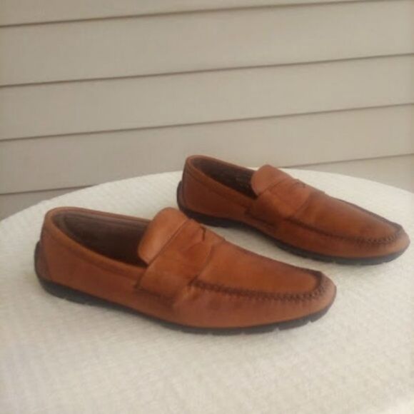 Allen Edmonds Driving Loafers Tan Leather Brooker Slip On with Penny Slot 11D - Picture 2 of 12